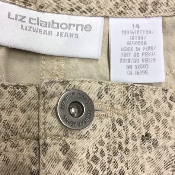 LIZ CLAIBORNE women’s jeans sz 14  snake skin pattern - Picture 4 of 5
